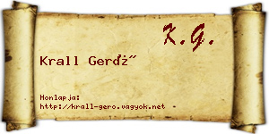 Krall Gerő névjegykártya